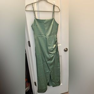Zara Mint Green Beaded Strap Satin Effect Dress